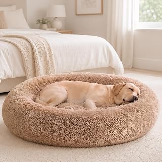 Sweetcrispy fluffy faux-fur calming donut bed