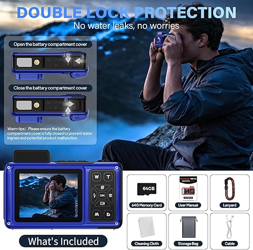 Miniatura 9 de Maxmango V08 Pro 49FT Underwater Camera - 8K 90MP WiFi Waterproof Digital Camera with Touchscreen, Dustproof Shockproof Rugged Camera for Blue,Orange