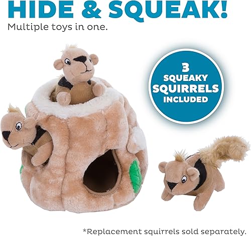 Vista 3 de Outward Hound Hide A Squirrel - Juguete de rompecabezas de peluche para perro, S Ardilla