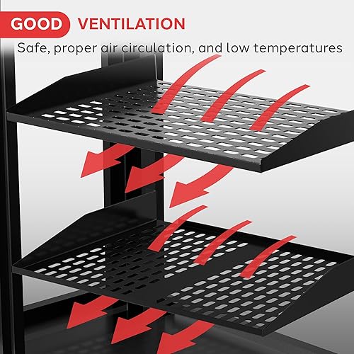 Vista 6 de Pyle Estantes para rack de servidores 1U+2U de 19 pulgadas, bandeja de montaje universal para racks y gabinetes de computadora, compatible