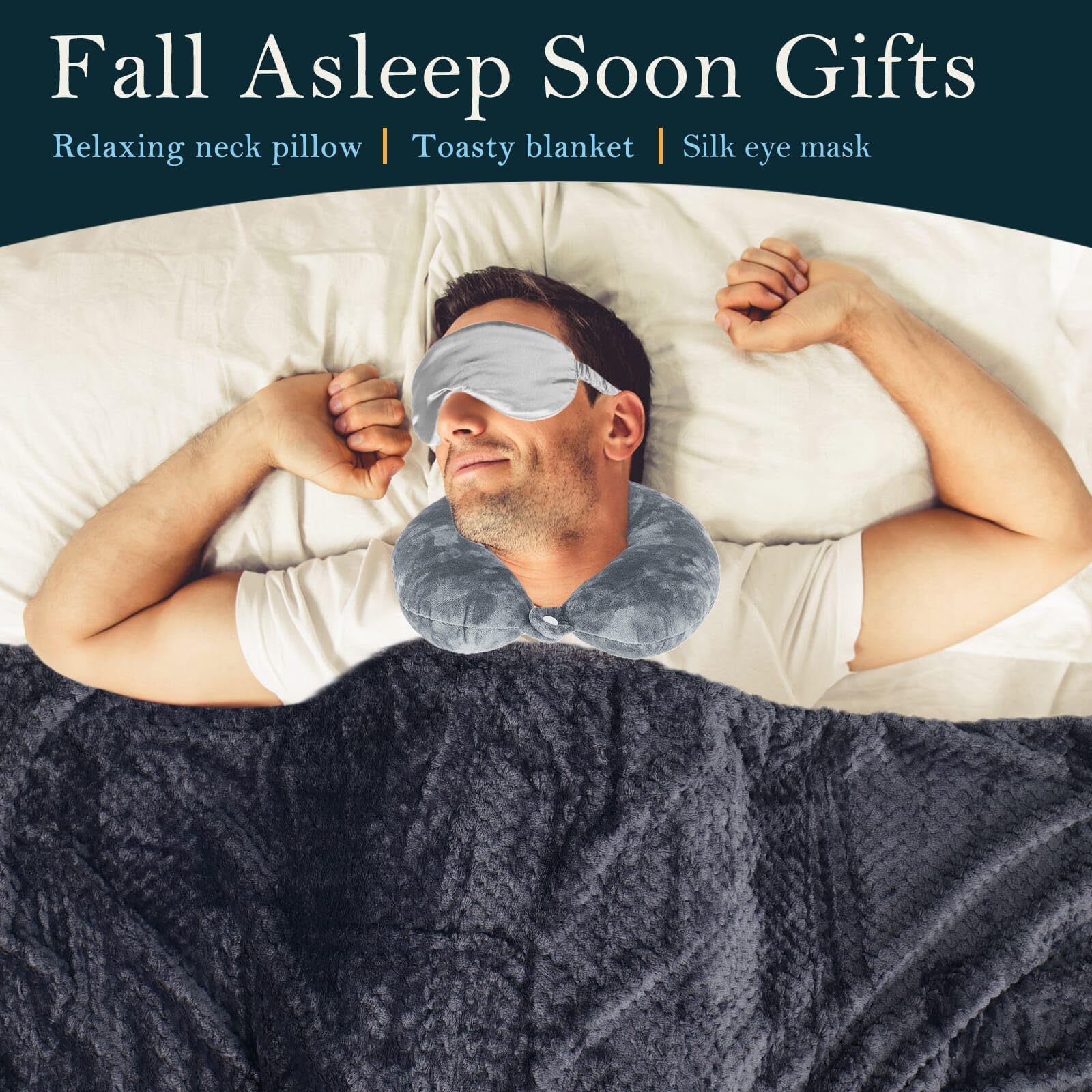 Cesto Regalo Uomo 'Get Well Soon': Pacchetto Di Cura Post-Operatoria Con Coperta, Tazza Termica, Maschera Seta E Candela. Ideale Per Amici E Parenti - 2