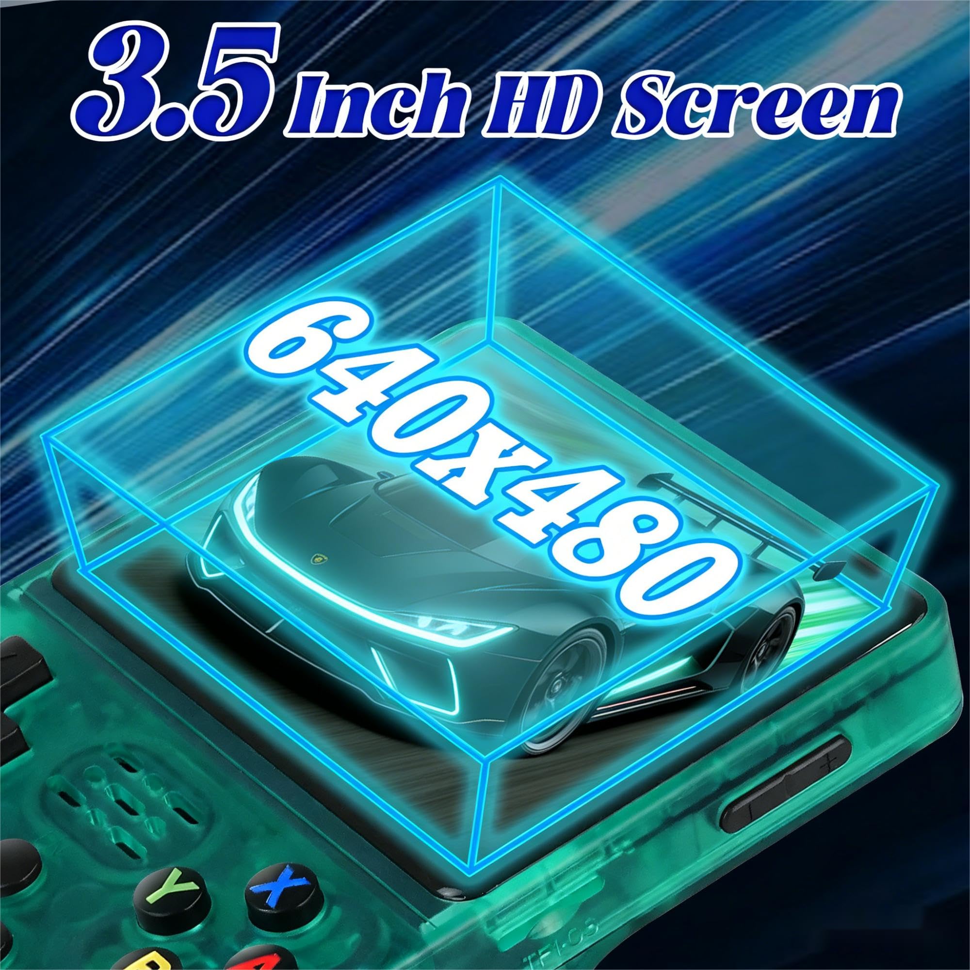 Rhesusco R36S Retro Video Game Console-3.5 Inches HD Screen,Open Source Linux System,3000mAh Rechargeable Battery,128G TF Card,30000+ Classic Video Games Portable Mini Game Console for Gifts-Green — view 3