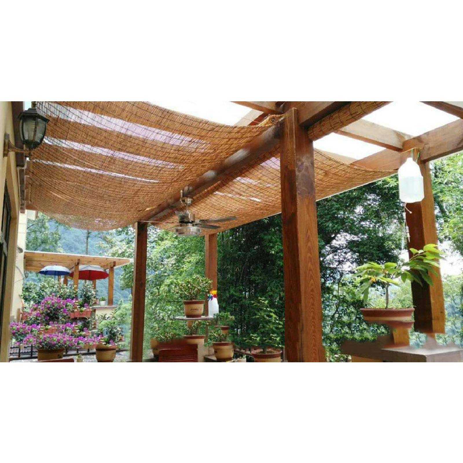 Rideau de Paille,Store en Bambou Exterieur,Store Enrouleur Bambou,Tissés à La Main,Décoration Rétro,Respirant,Store Anti-Regard (150 * 180cm/59 * 71in)