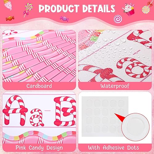 Miniatura 3 de Outus Juego de 12 tablones de anuncios del alfabeto de caramelo, letras recortadas, números del alfabeto, decoración de aula, número, tablón de