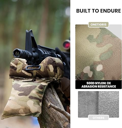 Miniatura 3 de OneTigris Bolsa de descanso para tiros  Bolsa de arena rellena para pistola de descanso trasera para rifles, objetivo de caza, Multicam