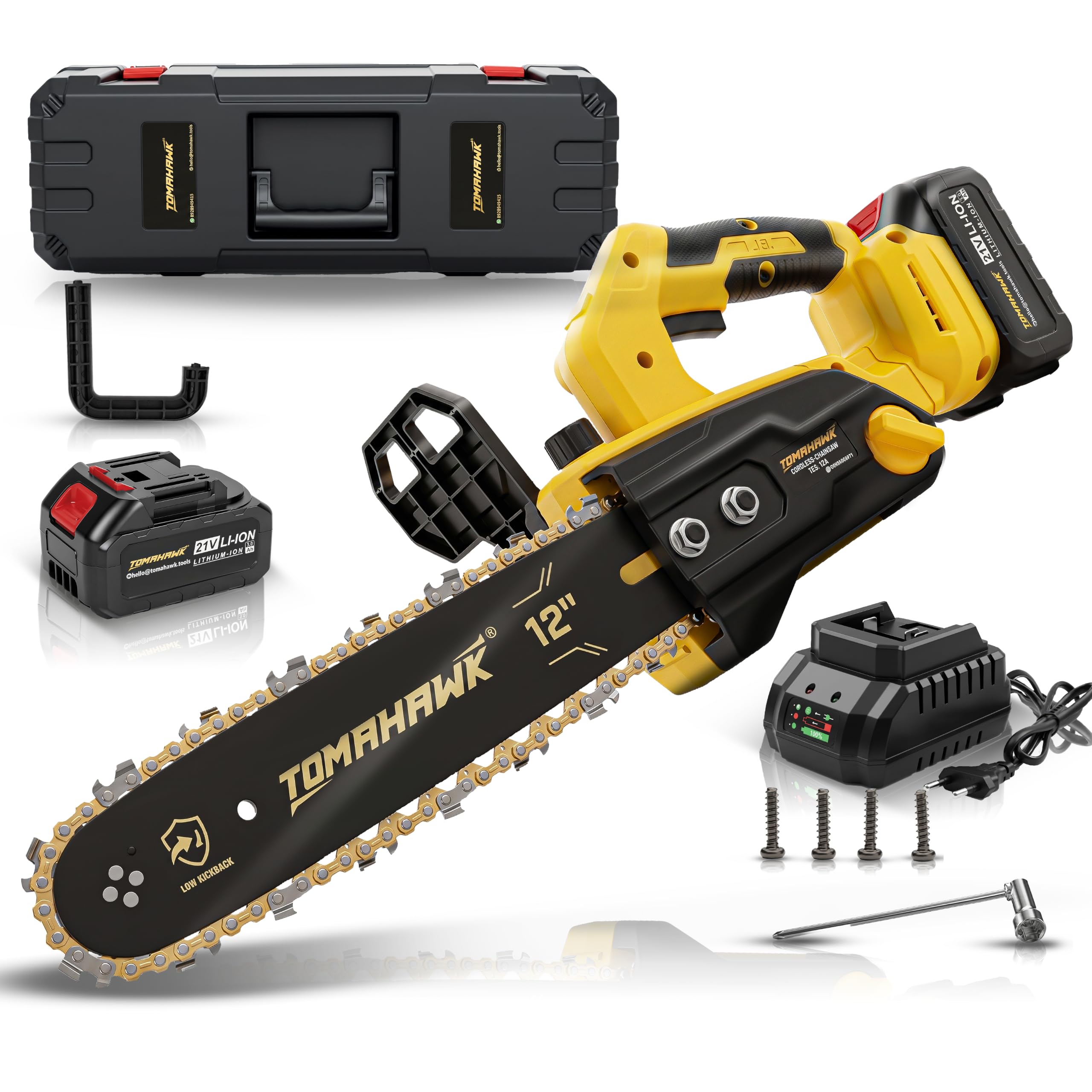 TOMAHAWK® TCS-20A Cordless Chainsaw (12 inch) Battery Powered with 21 Volt x 4.0 Ah | Upto 380mm Depth Cutting, Dual switch safety start With Turbo Charge In 180 Minutes-image-39