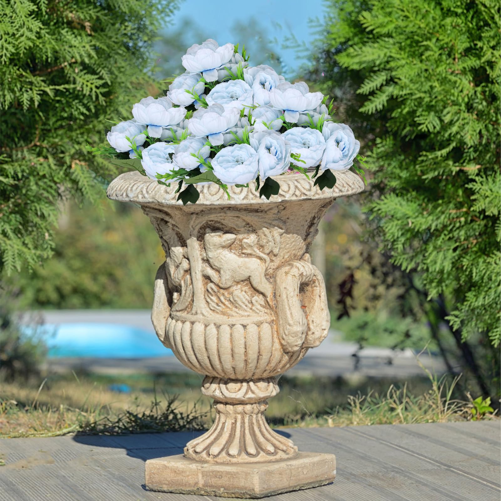 astylishome Blue Artificial Flowers Fake Peony Bouquet Decor Plastic Realistic Flower Arrangements for Wedding Decoration Table Centerpieces for Home Office Party Decor 0807 - Image 4