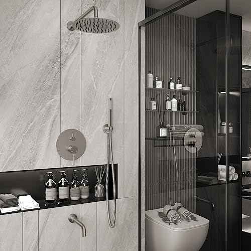 Miniatura 3 de Clihome Juego de sistema de ducha de 10 pulgadas con boquilla de bañera, sistema de cabezal de ducha con cabezal de ducha de mano, cabezal de ducha