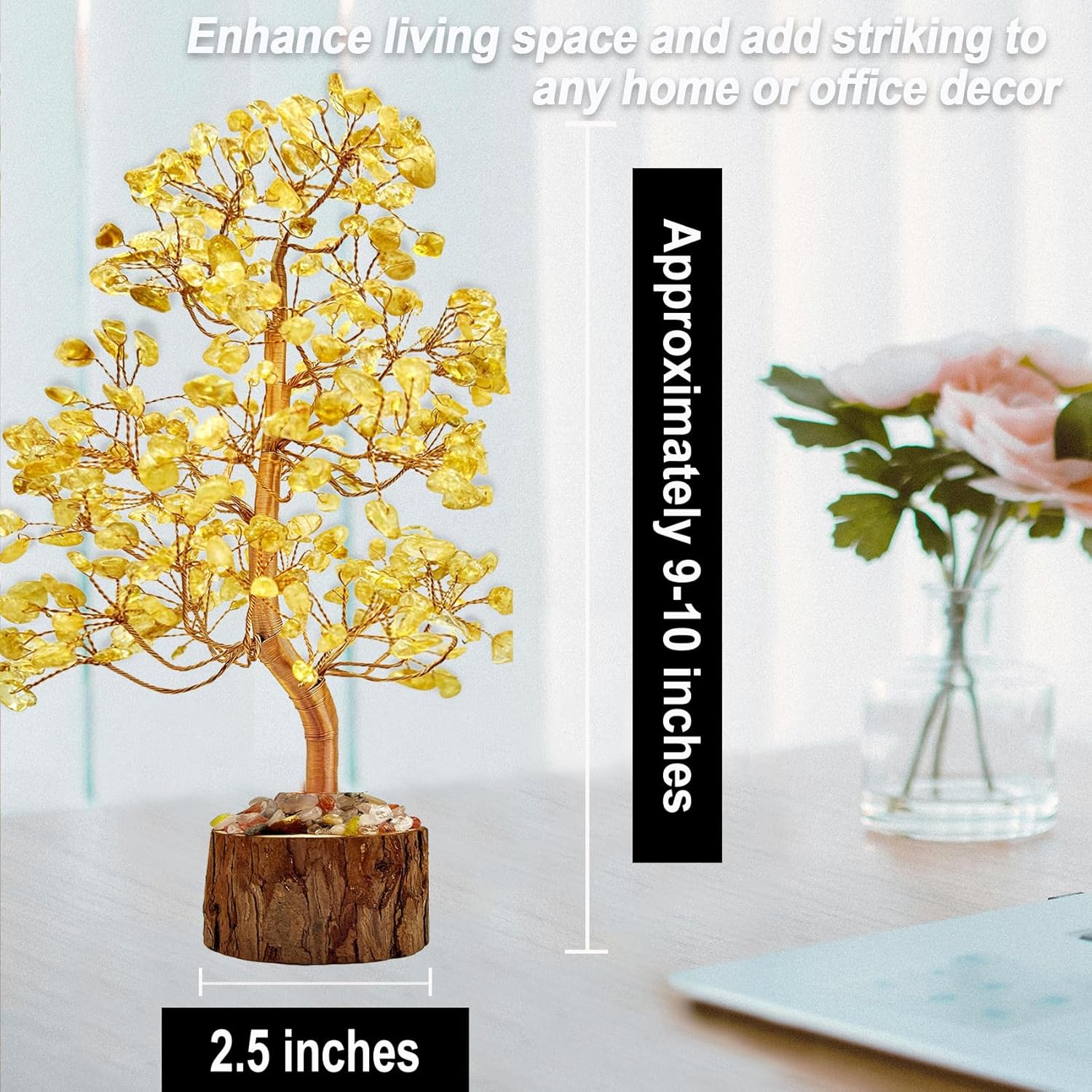 Citrine Crystal Healing Chakra Tree of Life, Sister Women Birthday Spiritual Gifts Gemstone Positive Energy & Good Luck, Bonsai Gem Stone Feng Shui Money Tree House Home Office Room Desk Decor - Image 4