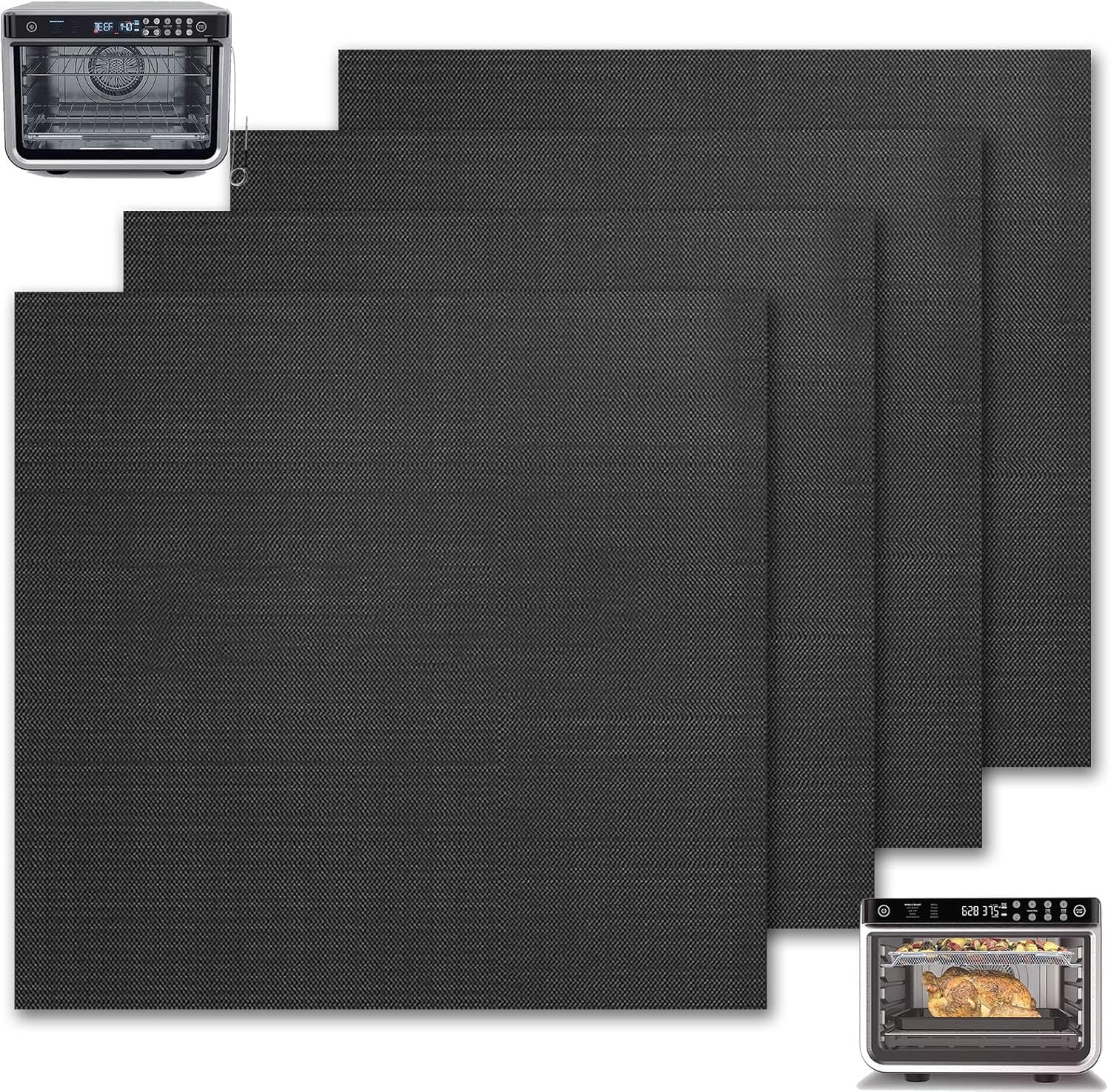 4-Pack Set Fiberglass Reusable Oven Baking Mats for Ninja DT201 DT251 Foodi 10-in-1 Smart XL Air Fry Oven 10.83"x12.4" Non-Stick Air Fryer Liners Heat-Resistant oven liners for bottom of oven