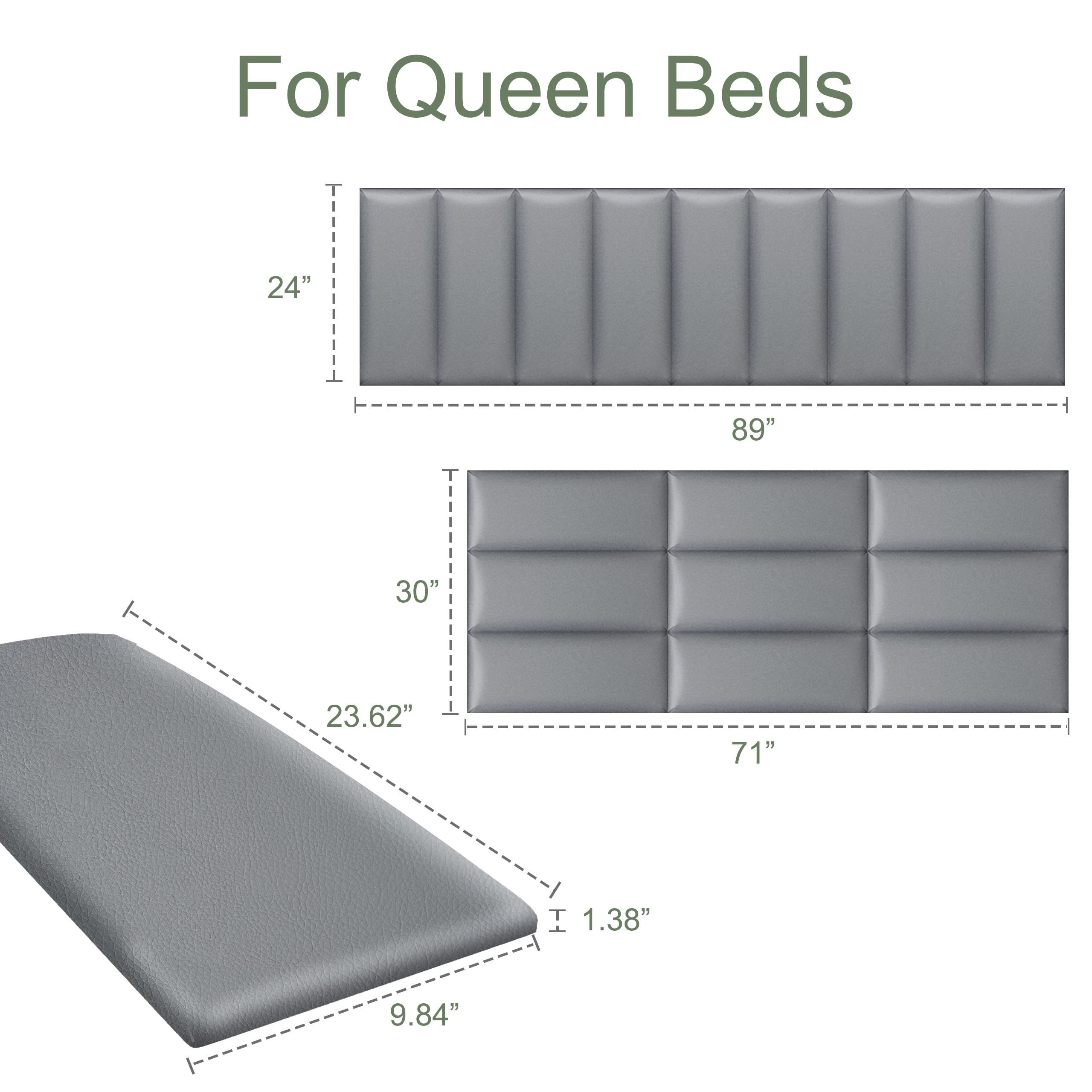 Tbfit Upholstered Wall Mounted Headboard for King Size Bed, Soundproof