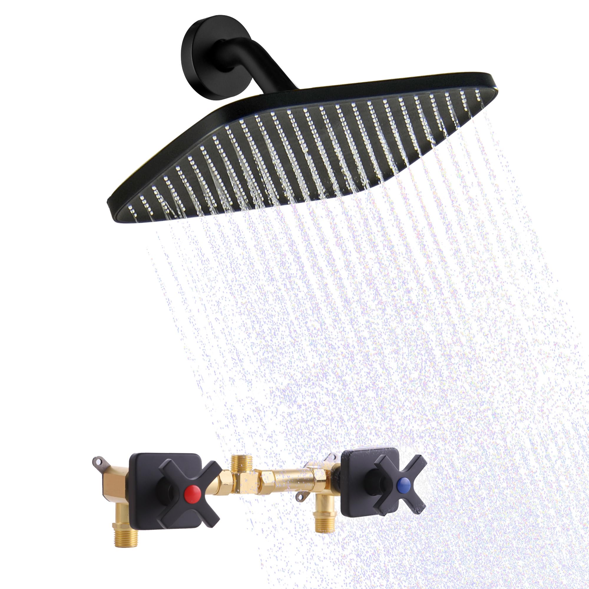 GUOYINDONG 2-Handle Shower Faucet Set With 13" Rain Shower Head – Matte Black Complete Tub & Shower Kit (Valve Included)