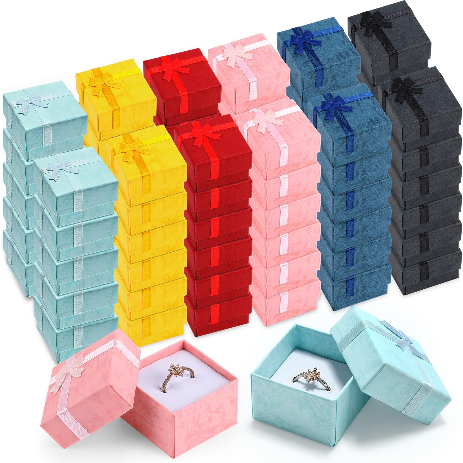 Amazon.com: 72 Pcs Bulk Ring Gift Boxes 2" x 2" Cardboard Jewelry Boxes ...