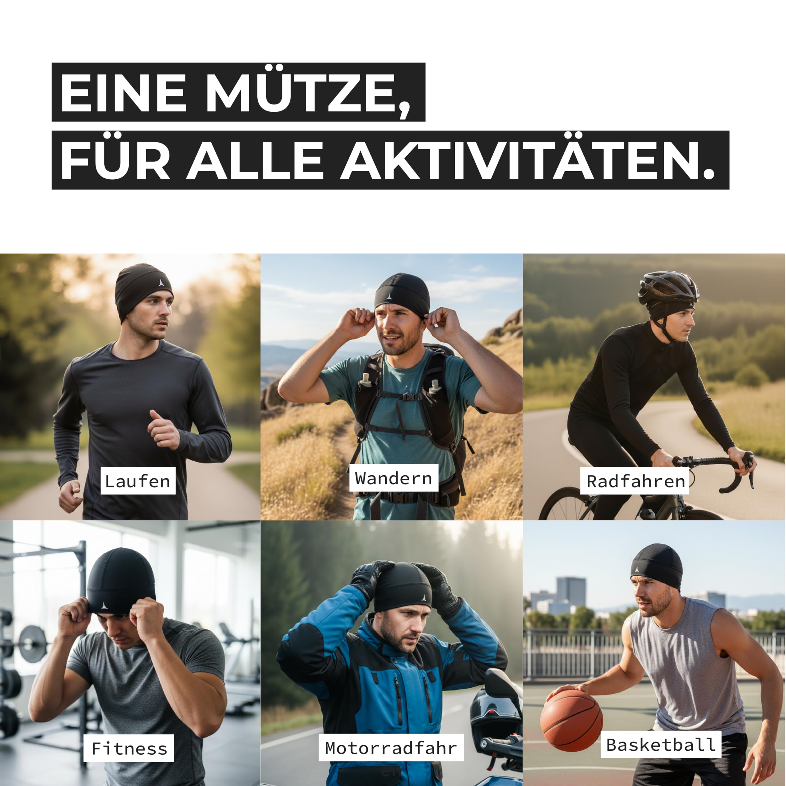 French Fitness Revolution - Schweißabweisende, Atmungsaktive Laufmütze, Helmfutter - Optimale Feuchtigkeitsableitung - Ideal zum Tragen unter einem Helm