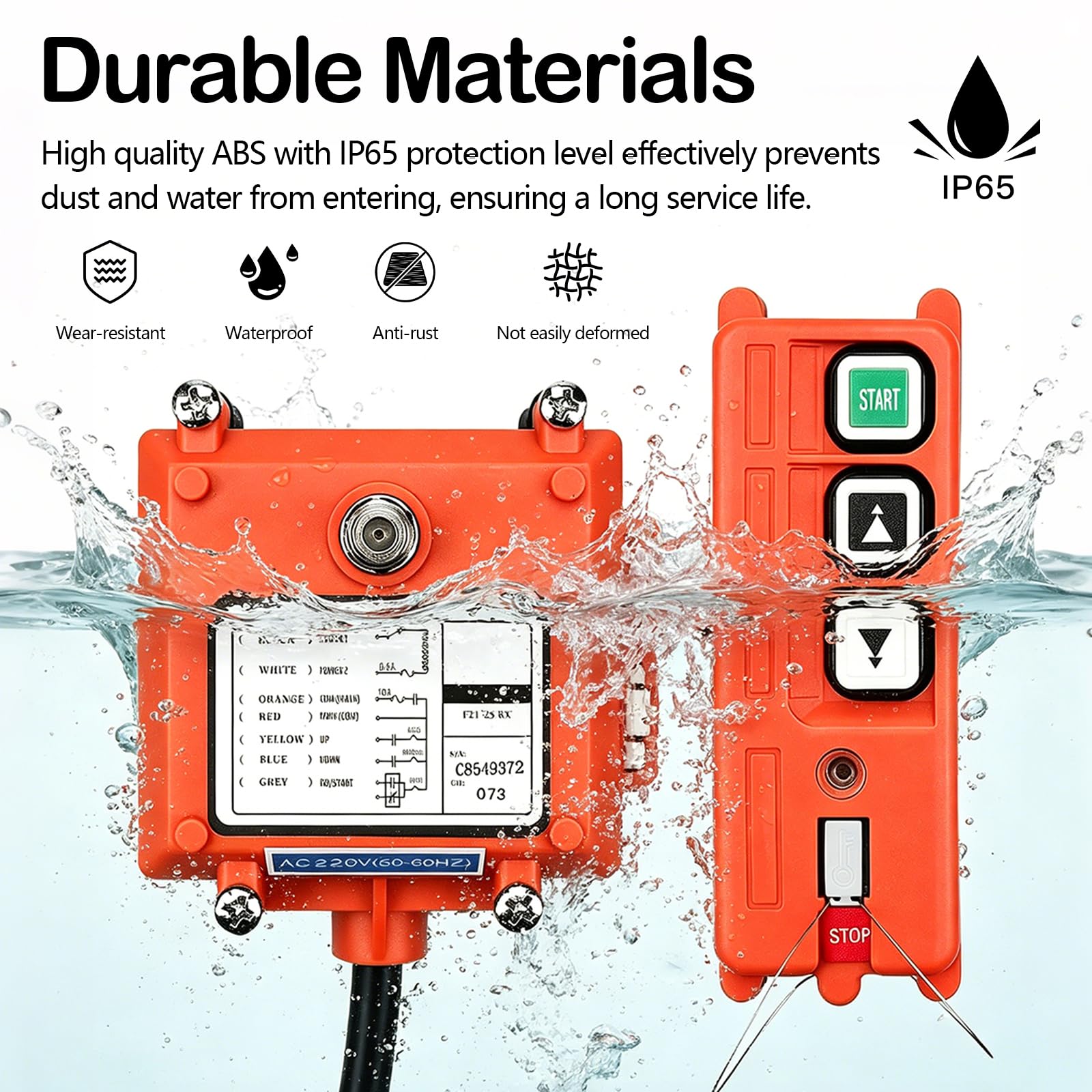 Industrielle Funkfernbedienung, F21-2S AC 220V Drahtlose Kran Fernbedienung Lifting Industriefernbedienung Seilwinden Baumaschinen Kransteuerung Tastensteuerung mit Empfänger - 100M Reichweite