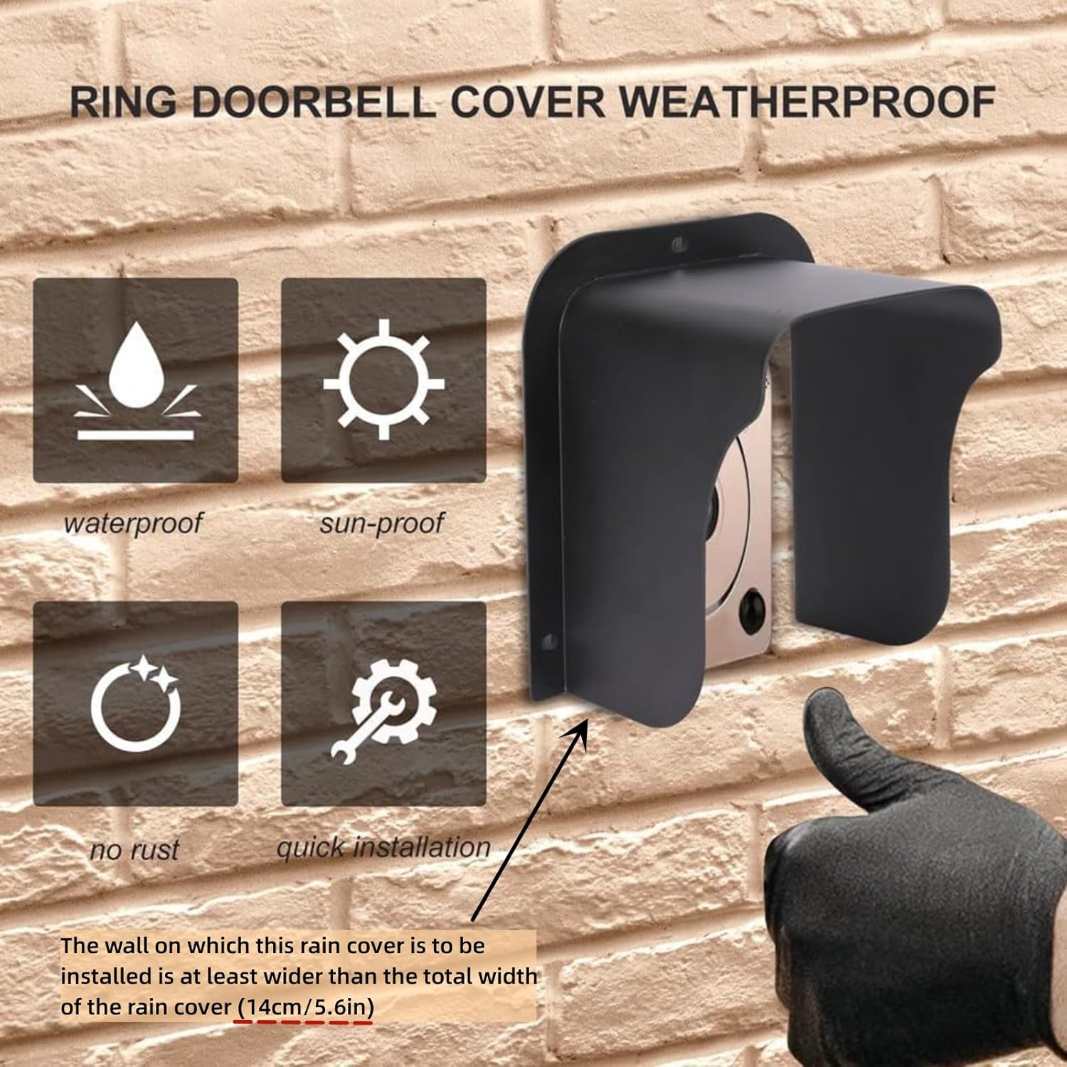 Waterproof Video Doorbell Cover Anti-Glare Doorbell Rain Cover Large Size Camera Doorbell Cover for Video Doorbell, Fingerprint Lock, Camera Doorbell (Type-B)