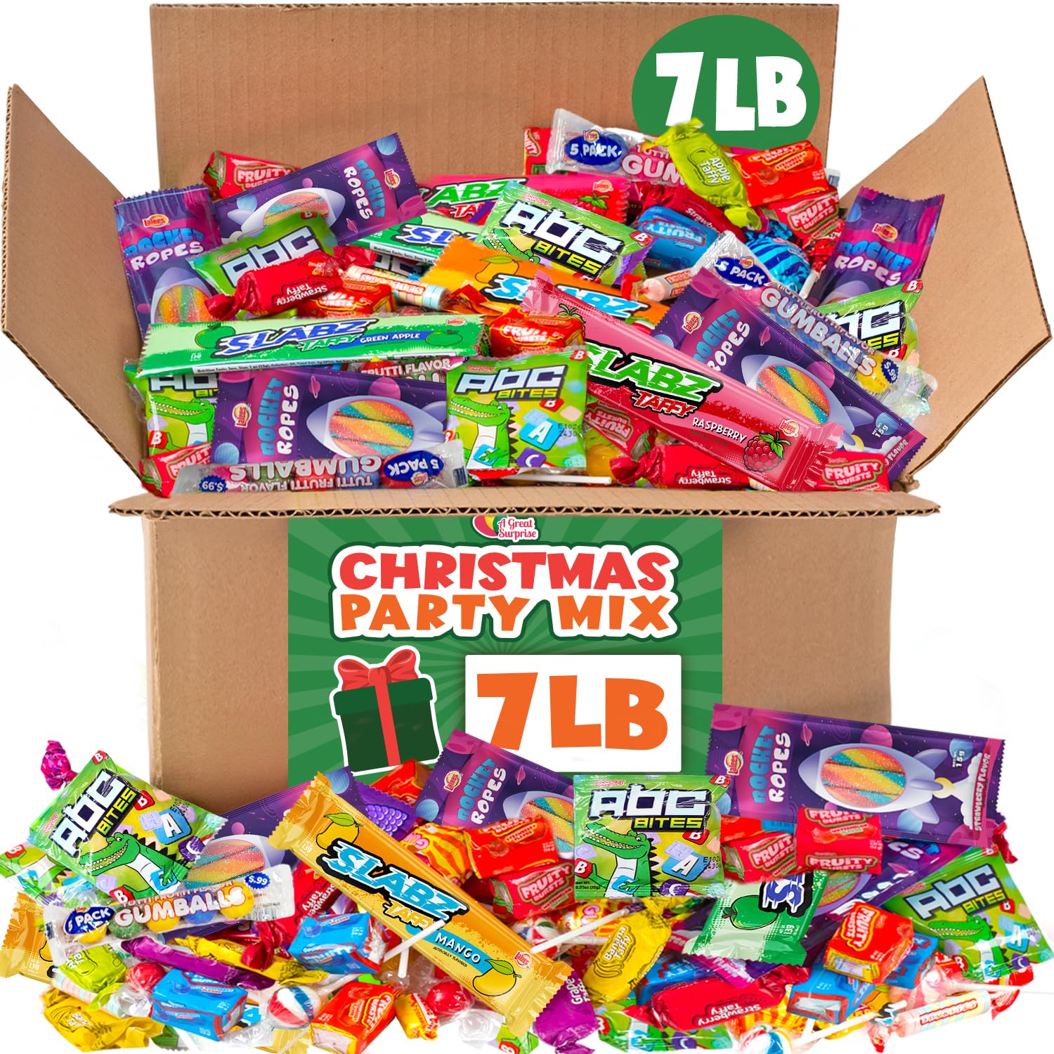 A Great Surprise Assorted Candy Mix - 7 Pound BOX - Individually Wrapped Candies - Pinata Candy Mix