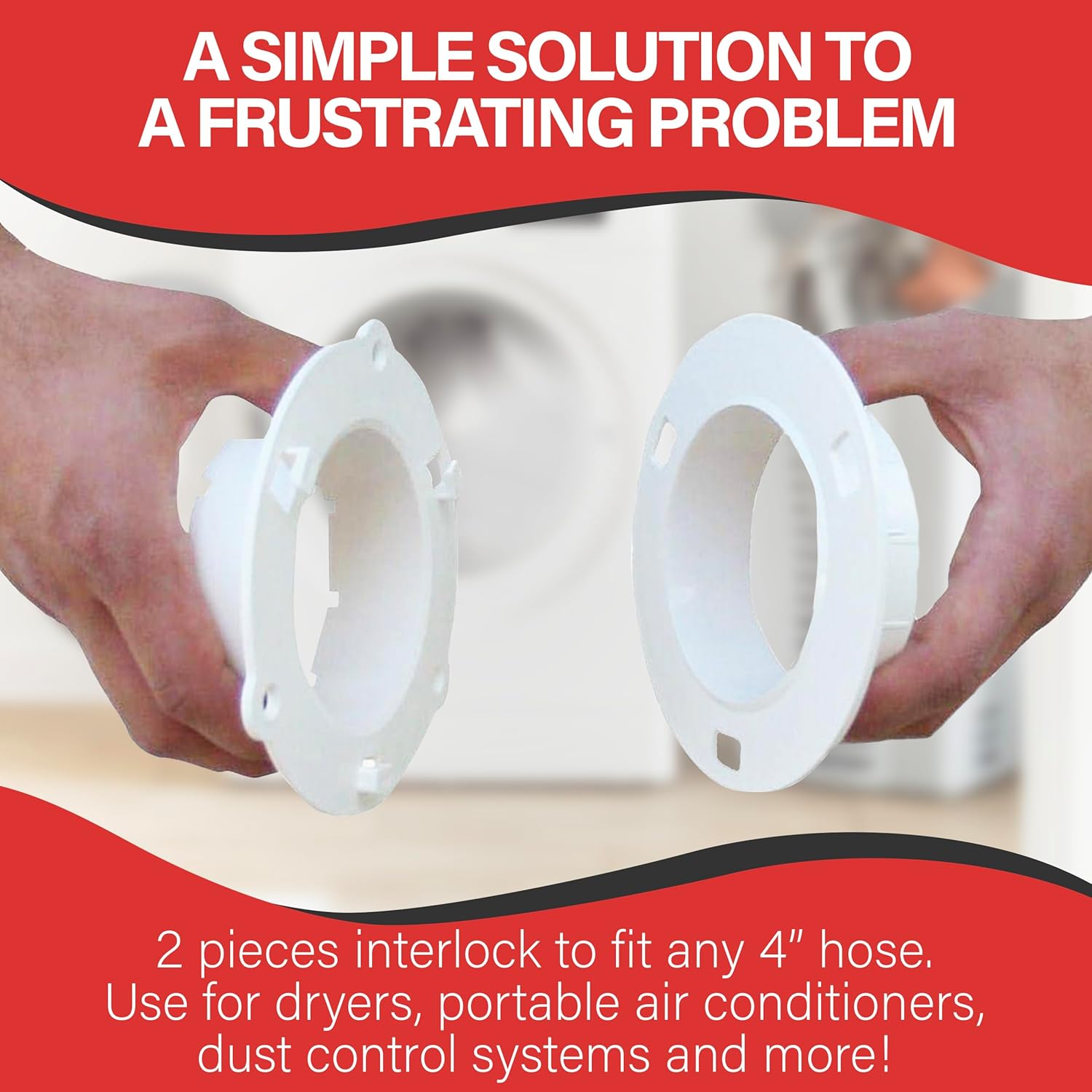 Dryer Dock The Original Dryer Vent Quick Release - Two-Piece Dryer Hose Quick-Connect, Twist & Lock Tight, Fits 4 Inch Tubes
