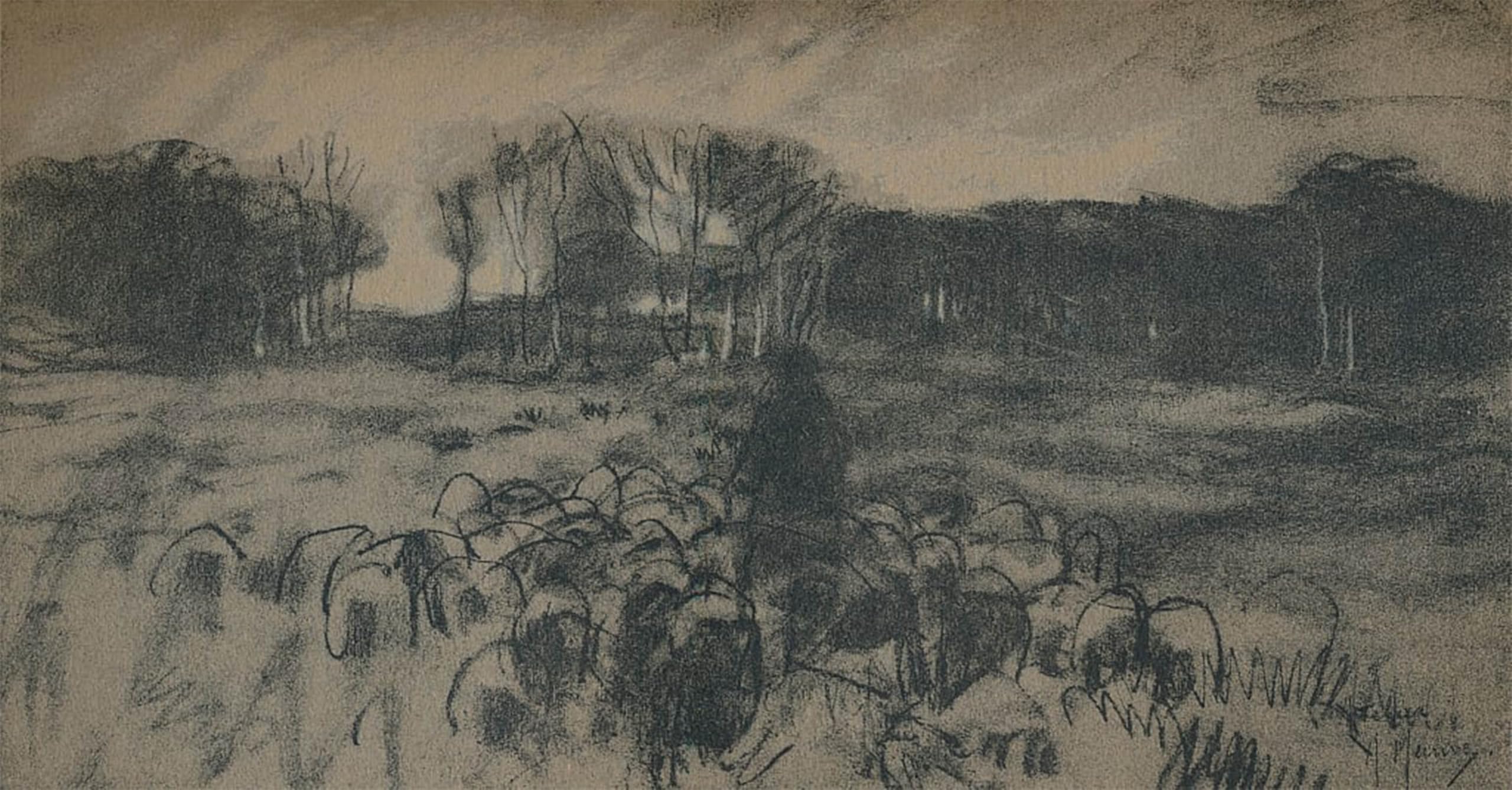 SERENDIPITP Vintage Picture Print on Canvas Wall Art Poster a Sketch of a Shepherd and His Flock by Anton Mauve Artwork Print Poster for Wall Decor 60x90cm