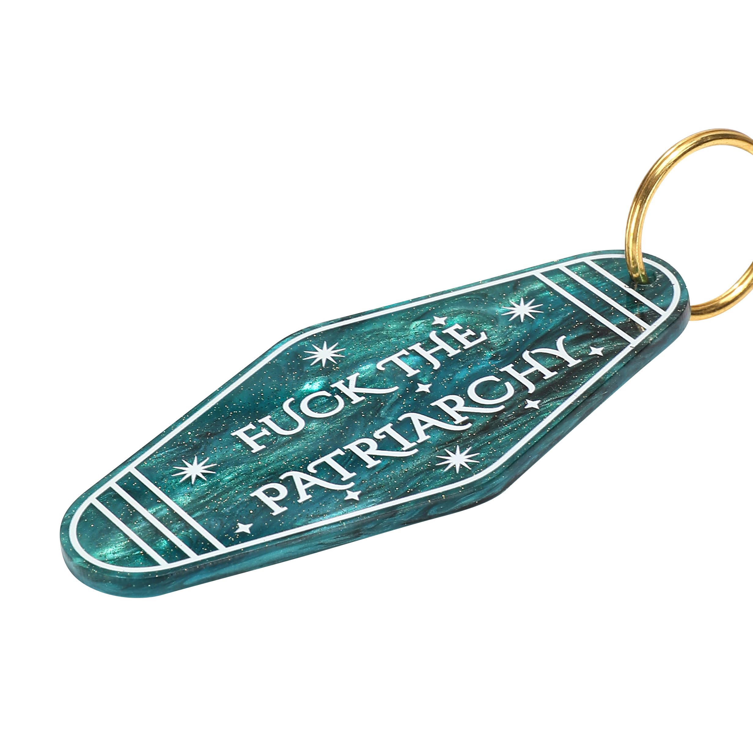 Asvp Shop Women's Teal Blue Fuck The Patriarchy Feminist Keychain, Motel Keychain, Retro Keychain, Empowerment (Teal Blue)