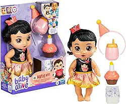 Baby Alive, Boneca, Festa de Aniversário, Katie Kat - Cabelos Pretos, Brinquedo Interativo, 28 cm - A partir de 3 Anos