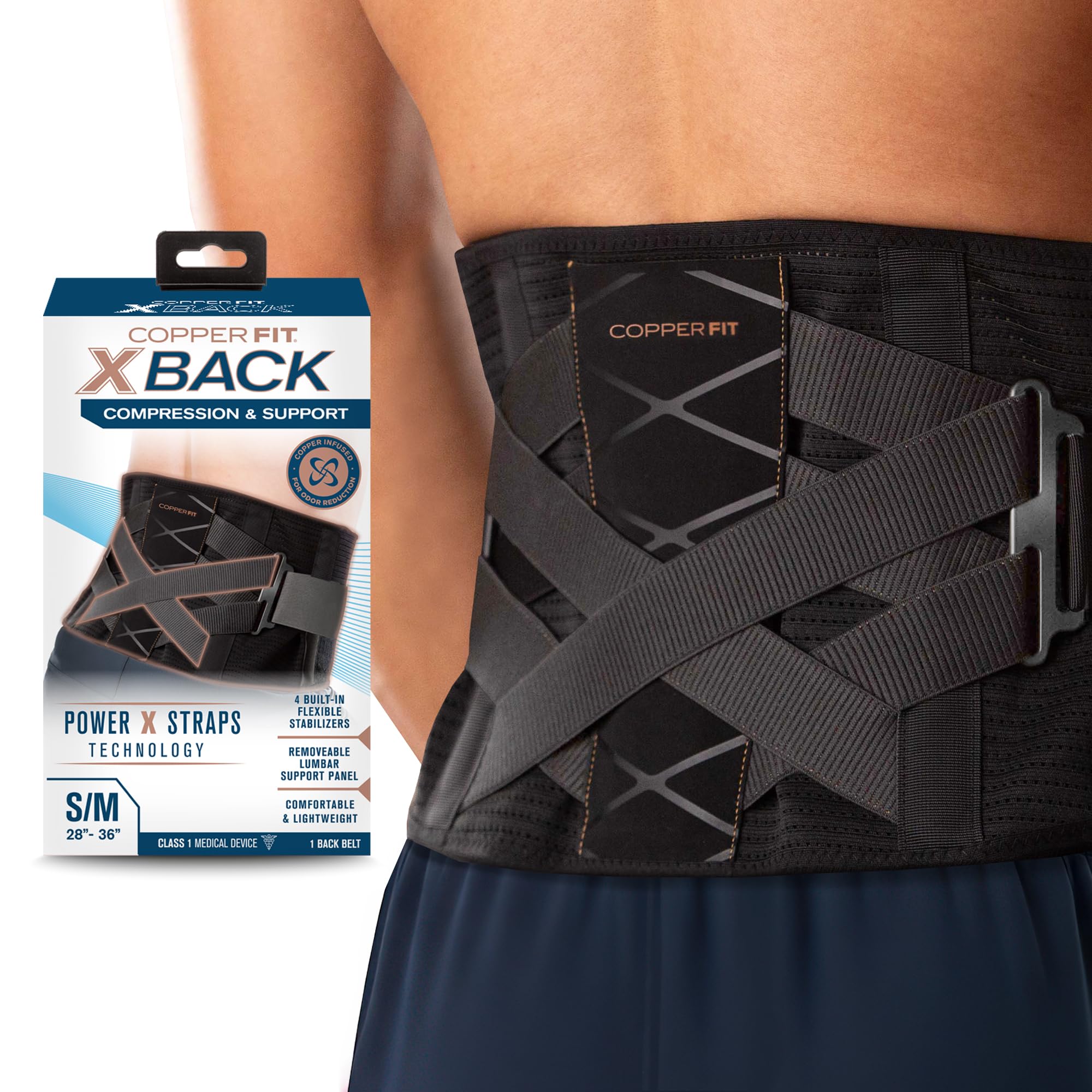 Amazon.com: Copper Fit X-Back Brace for Lower Back Pain, Lumbar