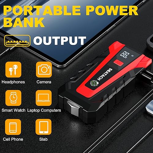 Miniatura 3 de Scatach Arrancador de batería de coche 011 4500A, batería de arranque de 12 V (hasta 12.0 L de gasolina y motor diesel de 10.0 L), caja de salto