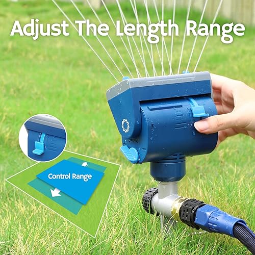 Miniatura 5 de Airthereal Aspersor oscilante con estaca de metal y juego de adaptadores de conexión rápida, control de rango de riego, ancho y caudal, cubre hasta
