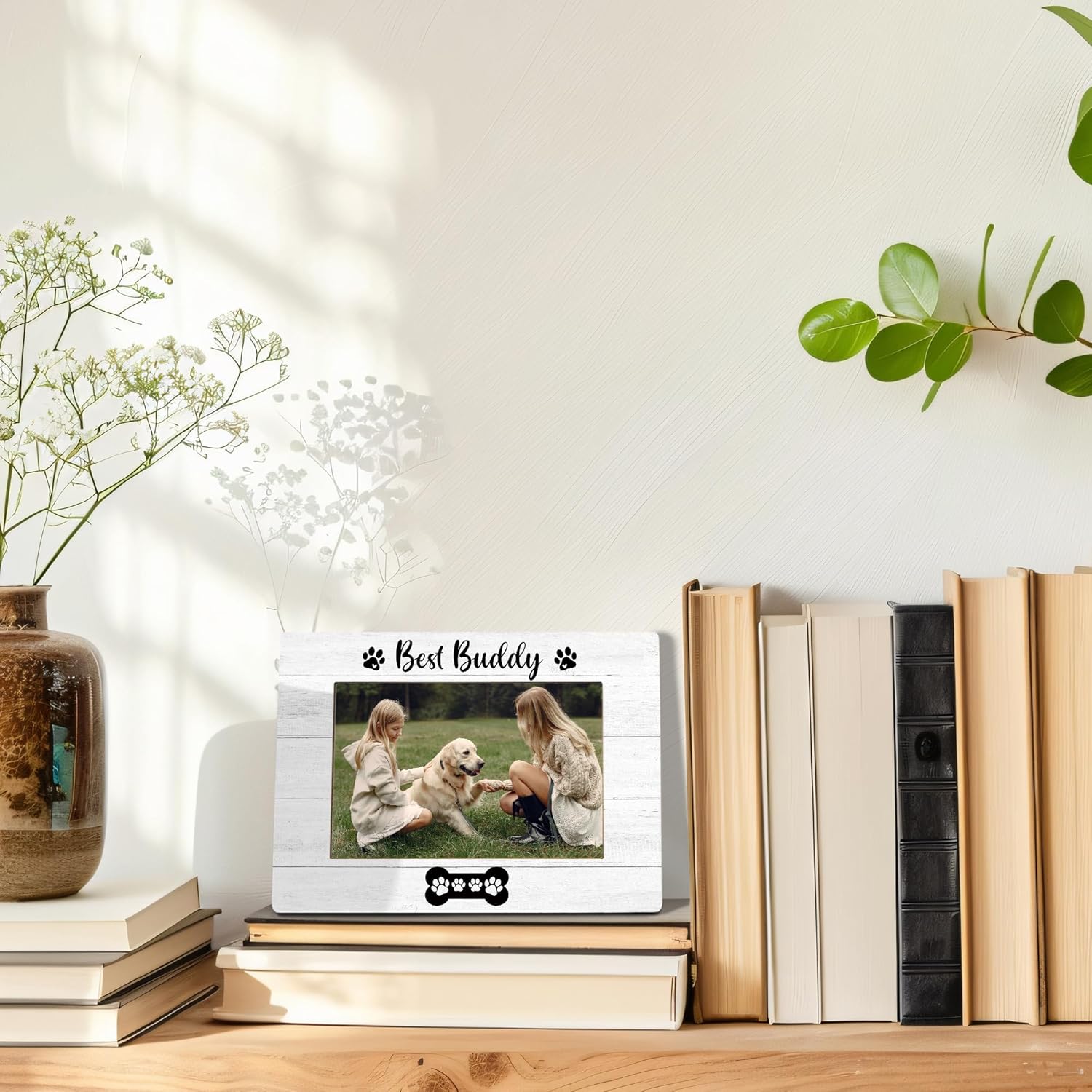 Dog Picture Frame, Dogs Lovers Gift for Women, Paw Pet Best Buddy DogThemed Gifts Photo Frame 4X6, PetDog Decorative Wooden Photo Picture Frames for Desk Tabletop Decor - Image 5