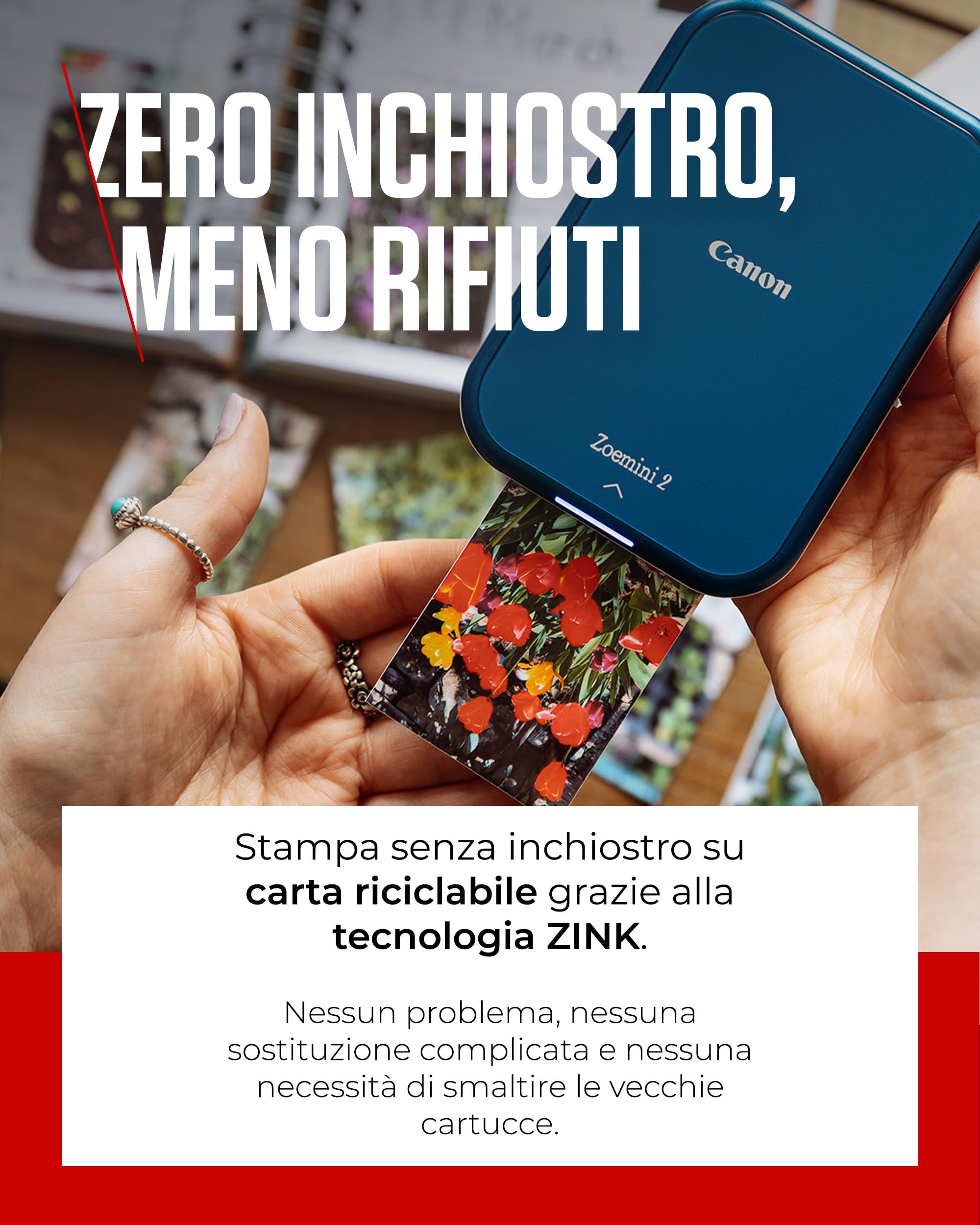 Canon Zoemini 2 Stampante Fotografica Portatile Compatta Bluetooth 5.0 Ricarica Rapida USB-C Blu Marino