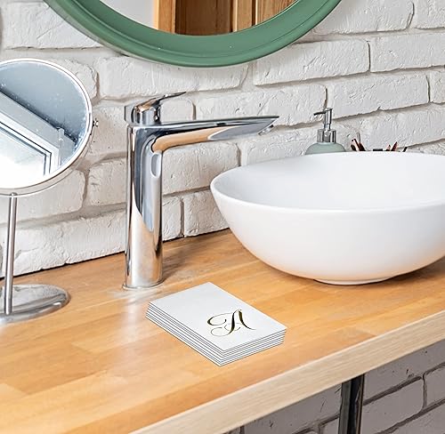 Miniatura 10 de Gift Boutique 100 servilletas doradas con monograma para invitados, letra B, paquete de papel desechable, elegante, metálica, de lámina dorada, para