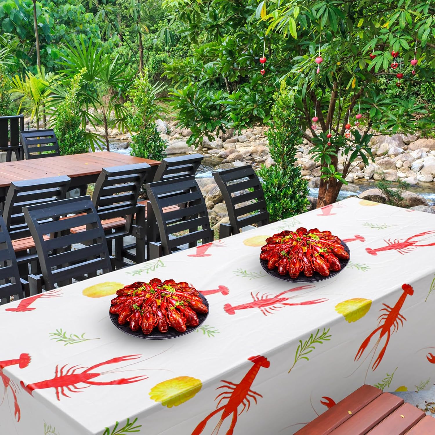Breling 100 ft Long Crawfish Tablecloth Roll Disposable Plastic Lobster Table Clothes Table Cover for Crawfish Boil Party Birthday Party Decoration Supplies