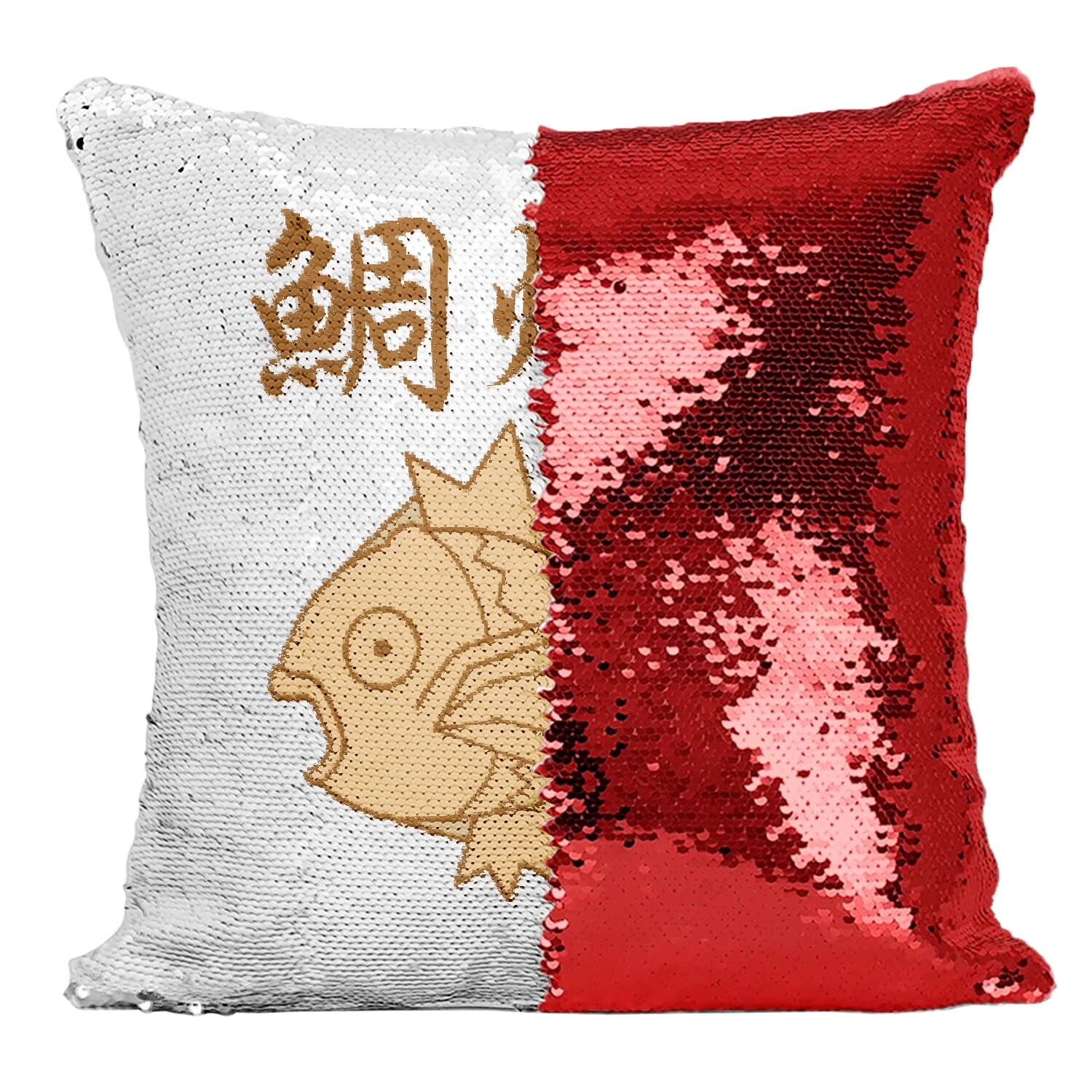 Coussin Paillettes Taiyaki Rouge Idée Cadeau Original pour Otaku