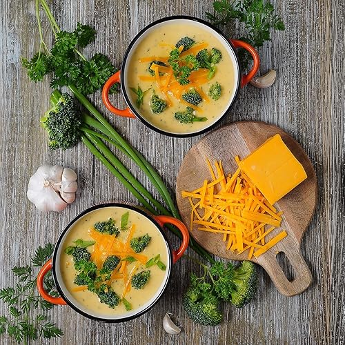 Miniatura 7 de ECODECO Tazones de cerámica para sopa de naranja con asas, 16 onzas, juego de 2 unidades, para tartas de sopa de galletas y tartas