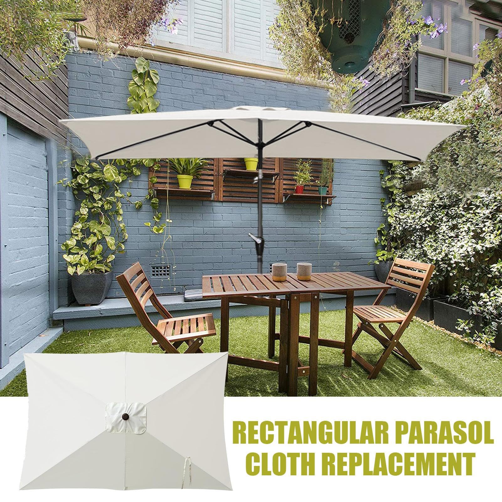 Copertura per Ombrellone di Ricambio Copertura Rettangolare Impermeabile | 6,6x3m Telo Sostitutivo per Gazebo Esterno per Spiaggia, Piscina, Terrazzo, Balcone, Prato, Mercato, Copertura per