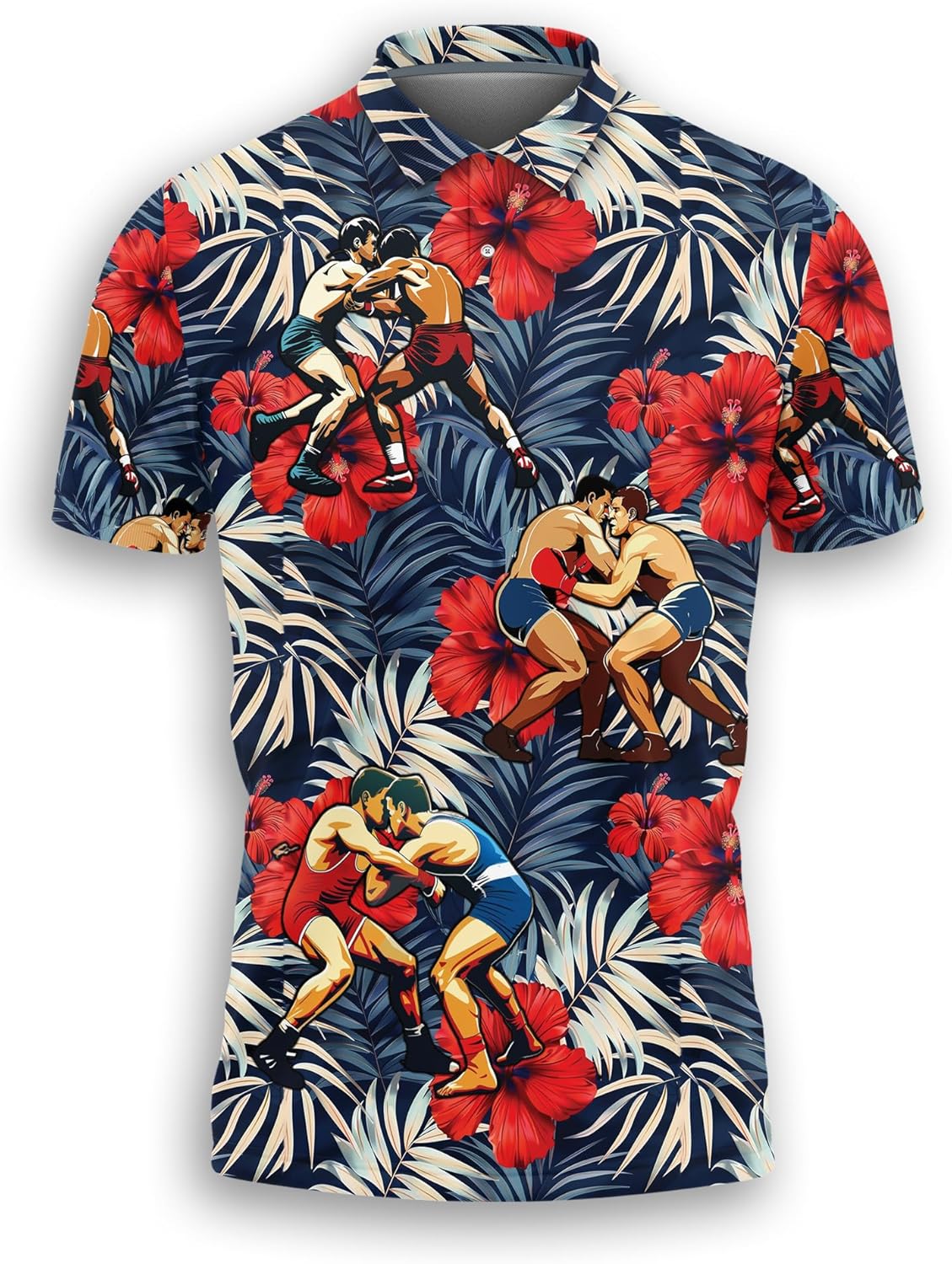 Wrestling Mask Polo Shirts for Men-Lucha Libre Golf Moisture Dry Fit Short Sleeve Shirts S57