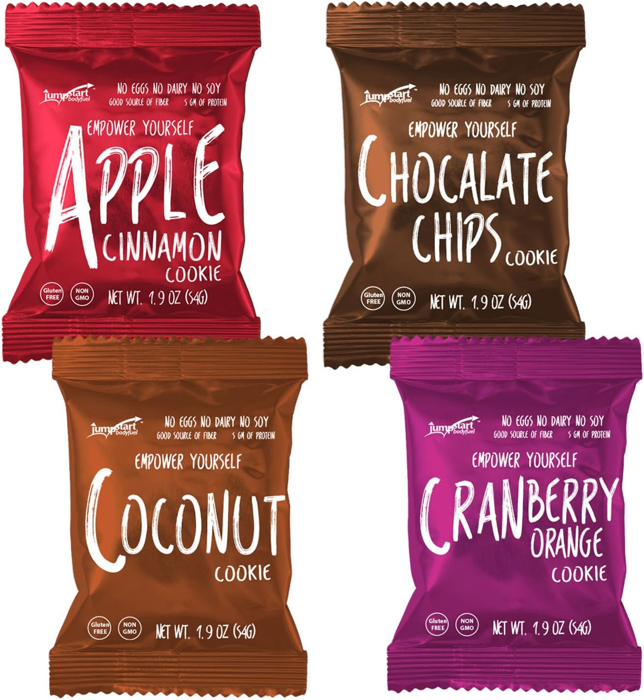 Jumpstart Bodyfuel All Natural Gluten Free, Wheat Free, Vegan Cookie Variety Pack, 1.9 Ounce (Pack of 12)