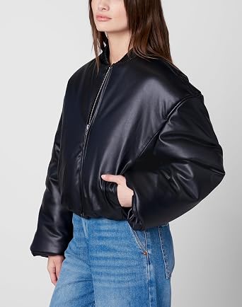 [BLANKNYC] Women's Vegan Leather Cropped Bomber