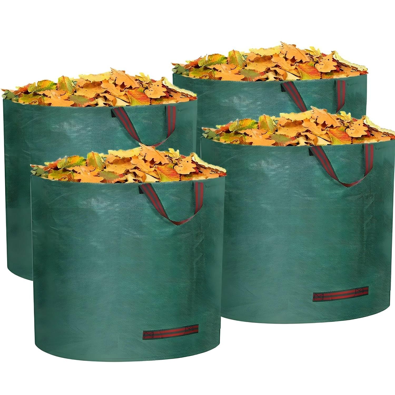 Colector de hojas, paquete de 4 bolsas grandes reutilizables para hojas, bolsas de basura portátiles de 106 galones, bolsas de césped y hojas, bolsas de recortes de jardín, contenedor de hojas, con 4