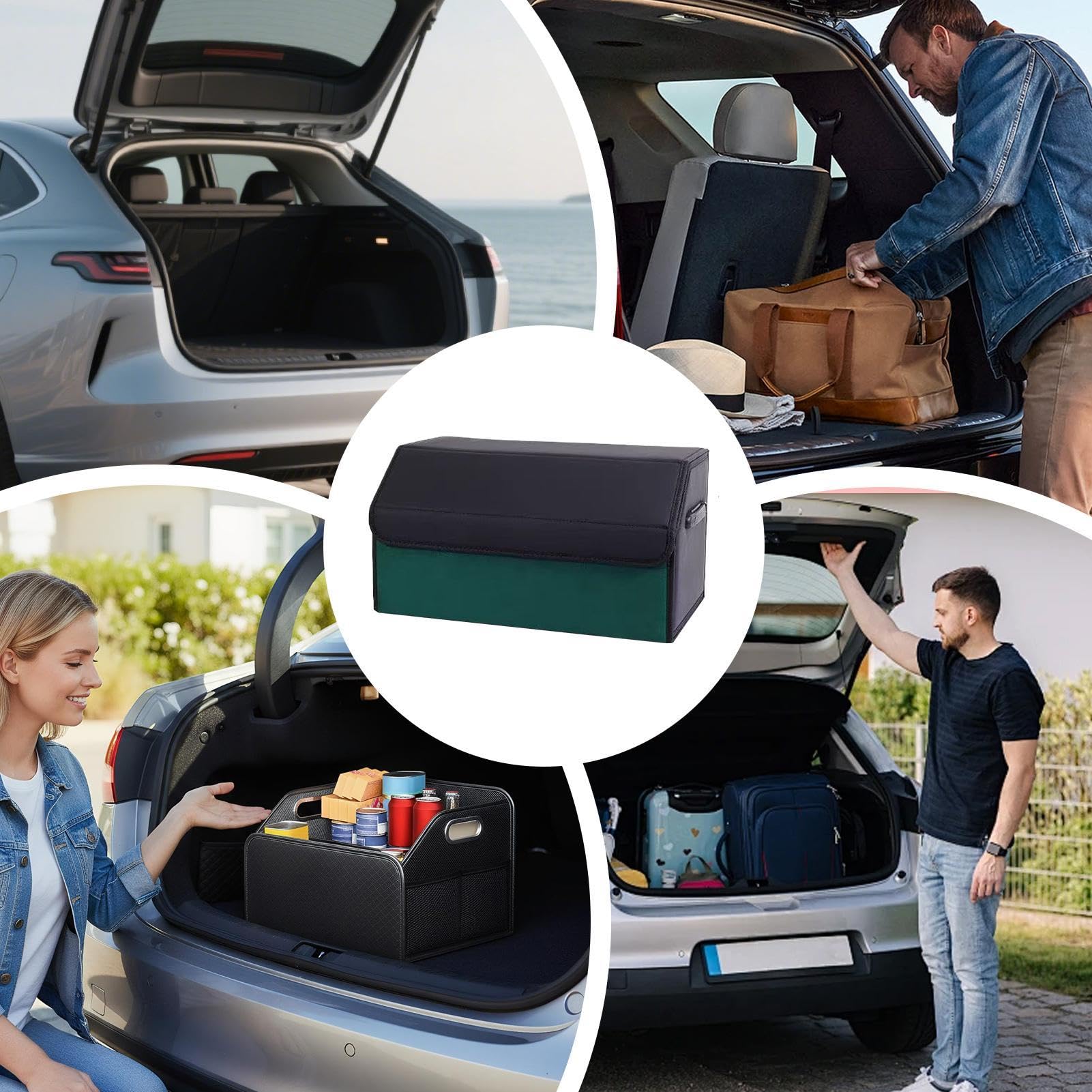 Organizador para maletero de SUV Portátil de Cuero PU | Organizador de Maletero Plegable con Cierre Magnético para Camión Camping Viaje por Carretera Carga Alimentos Herramientas