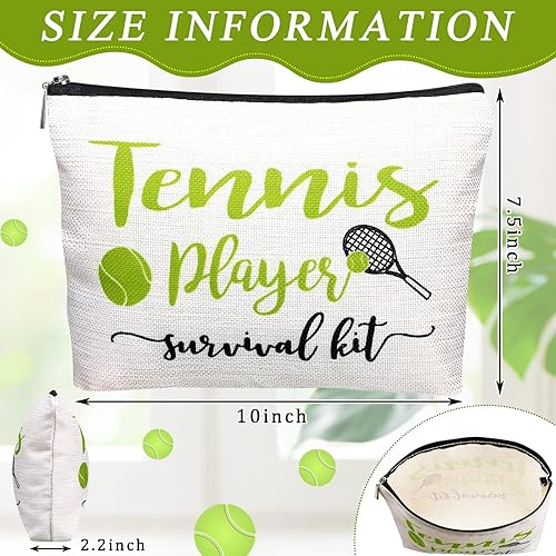 Miniatura 2 de Geosar 4 piezas de regalos de tenis bolsa de maquillaje accesorios para mujeres, bolsa de cosméticos con cremallera inspiradora para jugador de