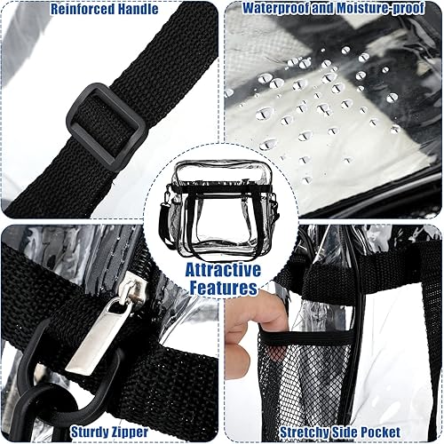 Vista 4 de Silkfly Bolsa de viaje de PVC transparente aprobada para estadios, con asas, correa para el hombro, cremallera para mujer, 2 unidades 2 Pcs