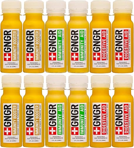 +GNGR Inmunity Sampler Organic Ginger Wellness Shots – Disparos de jengibre prémium para todo apoyo digestivo natural y apoyo inmunológico, ayuda