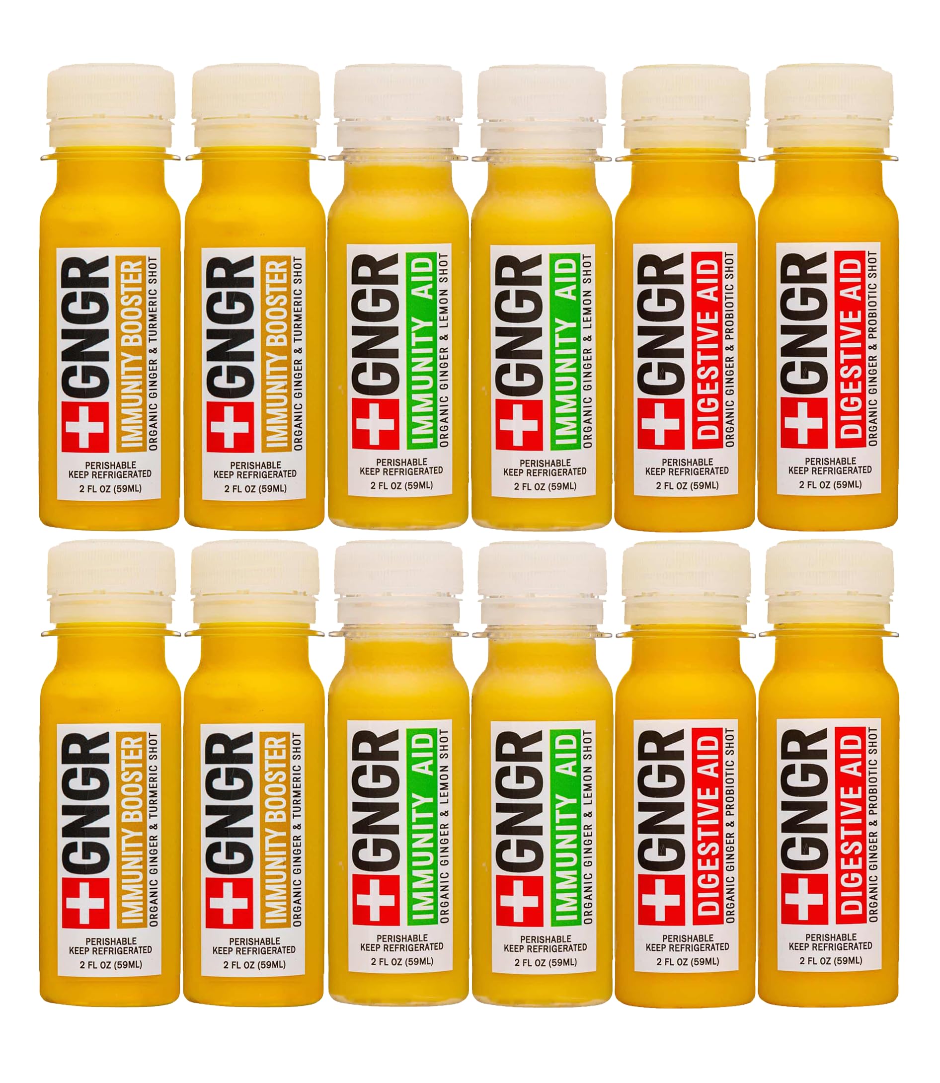 +GNGR 12 Shots Variety Pack of Organic Ginger Shots. 2 fl oz (Pack of 12)