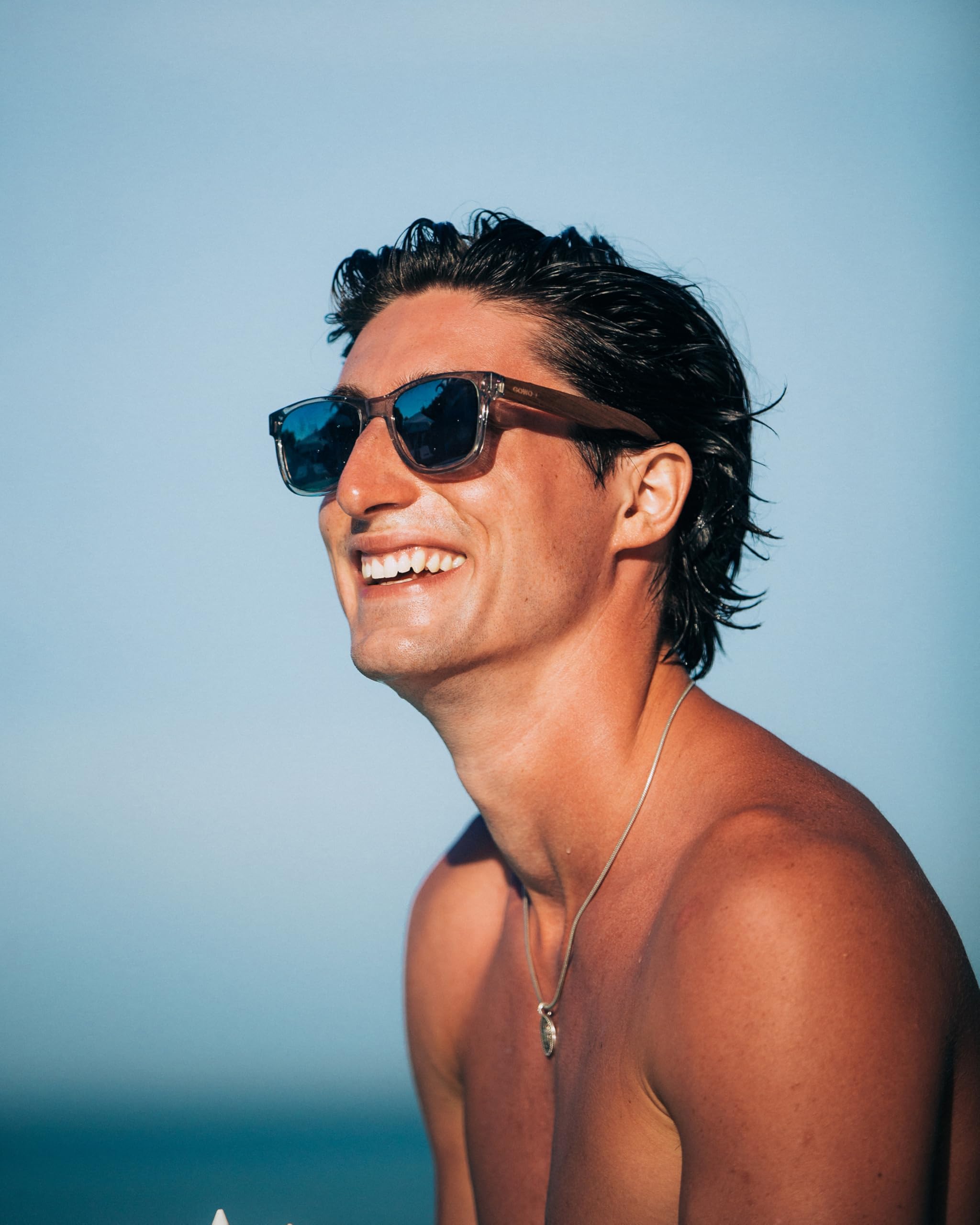 Gafas de sol de madera hombre y mujer | Polarizadas Patillas de madera | Montura de acetato negro o transparente | Gafas de sol oscuras lentes Protección UV400 | Gafas de sol mujer y hombre