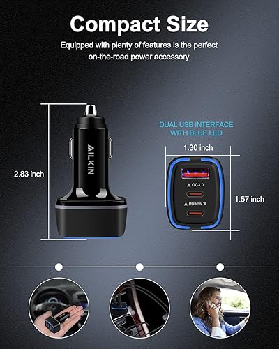 Miniatura 5 de Cargador de coche USB C de 78 W adaptador de encendedor de cigarrillos de carga súper rápida cargador automático de 3 puertos para Samsung Galaxy