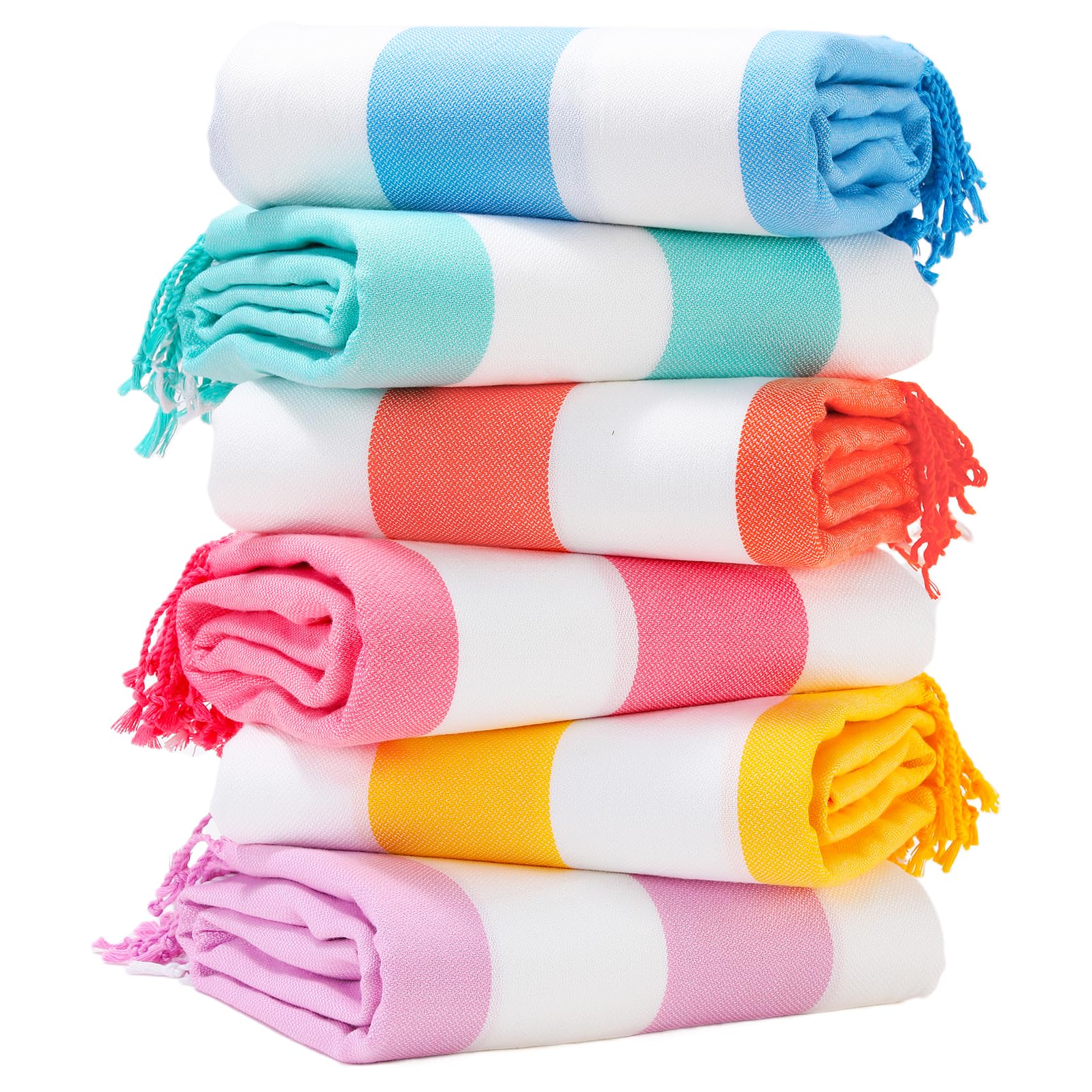 Amazon.com: Genovega 6 Packs Oversized Stripe Turkish Beach Towel
