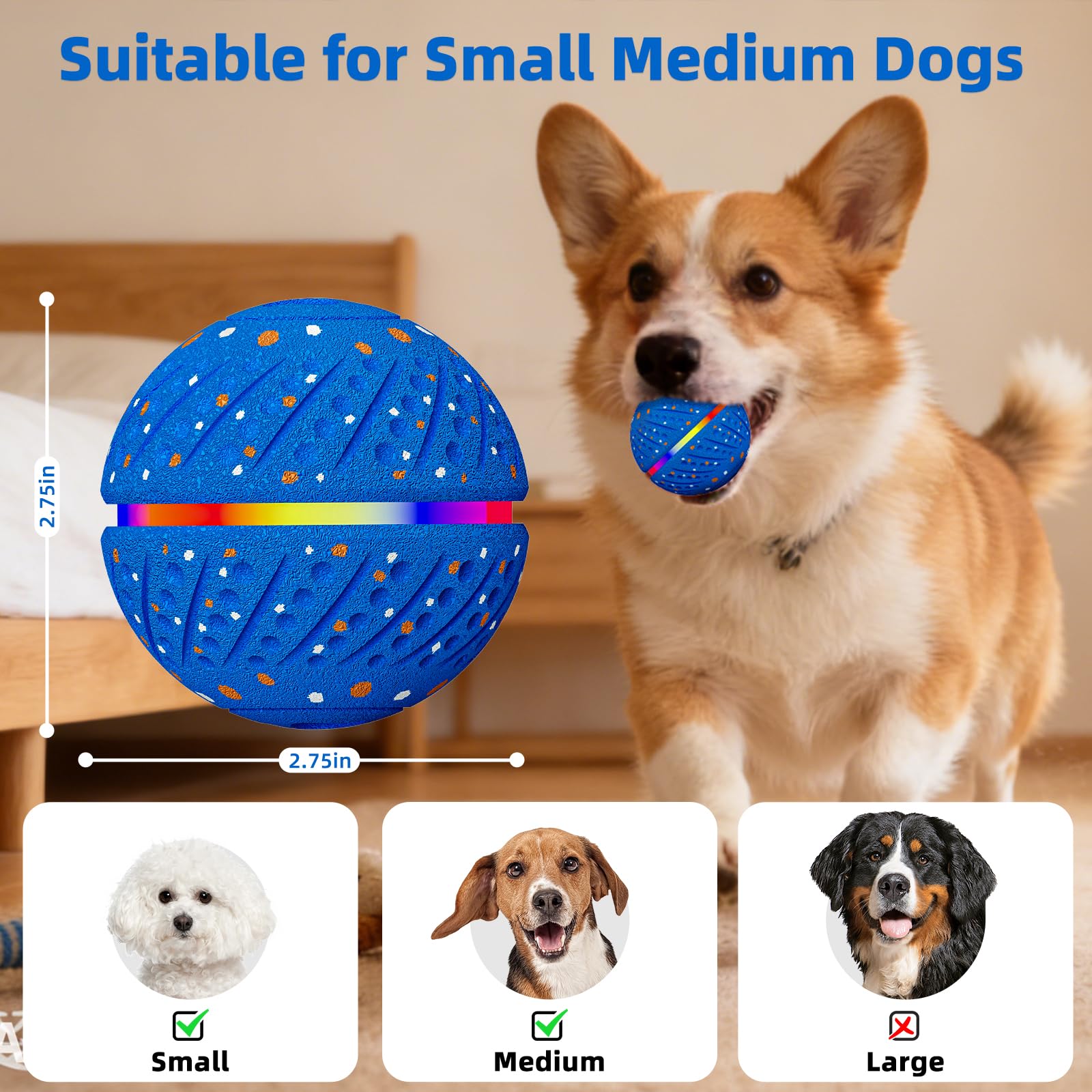 Balle à Jeu Automatique et Résistante pour Chien – 3 Modes Interactifs, Étanche, Rechargeable USB-C – pour Grands Chiens et Forts Mâcheurs