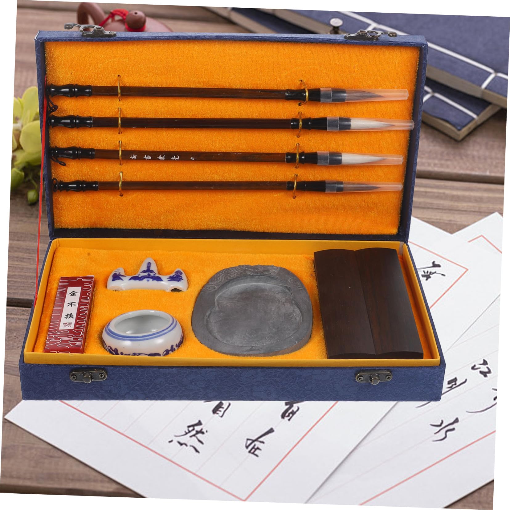 Operitacx Pinceau à Encre Portable pour Calligraphie, Bois, 1 Set, Simple