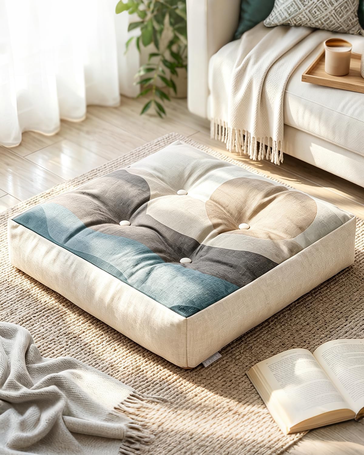 Large Floor Cushion 22x22x5", Tufted Meditation Cushion, Washable Cover | Square Floor Cushion for Adult| Sitting and Relaxing| Durable Zipper| Stylish Modern Home Decor| Yoga Reading & Relaxation